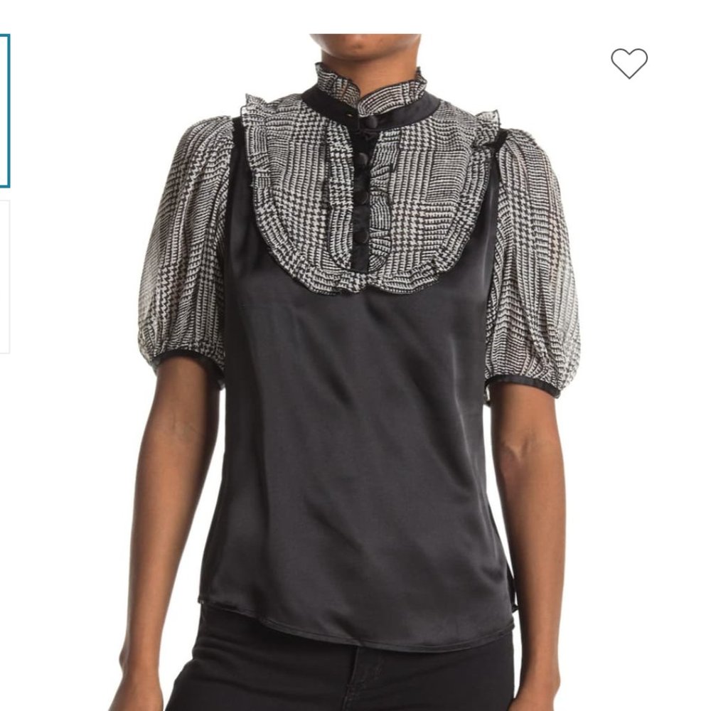 Ruffled Chiffon & Satin Blouse by Vertigo